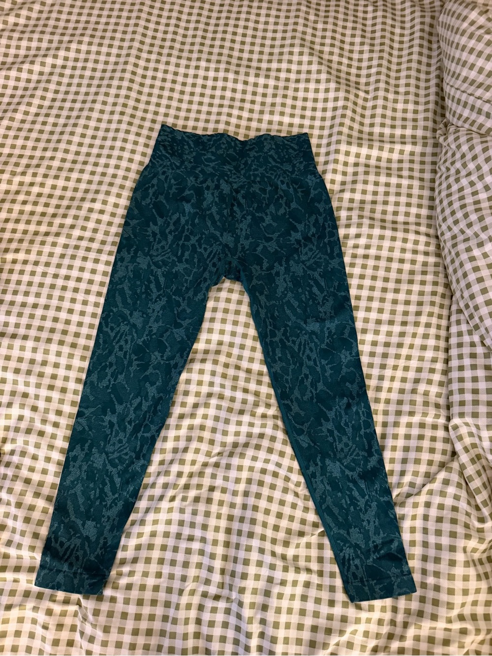 Teal Patterned Seamless High-Waist Leggings